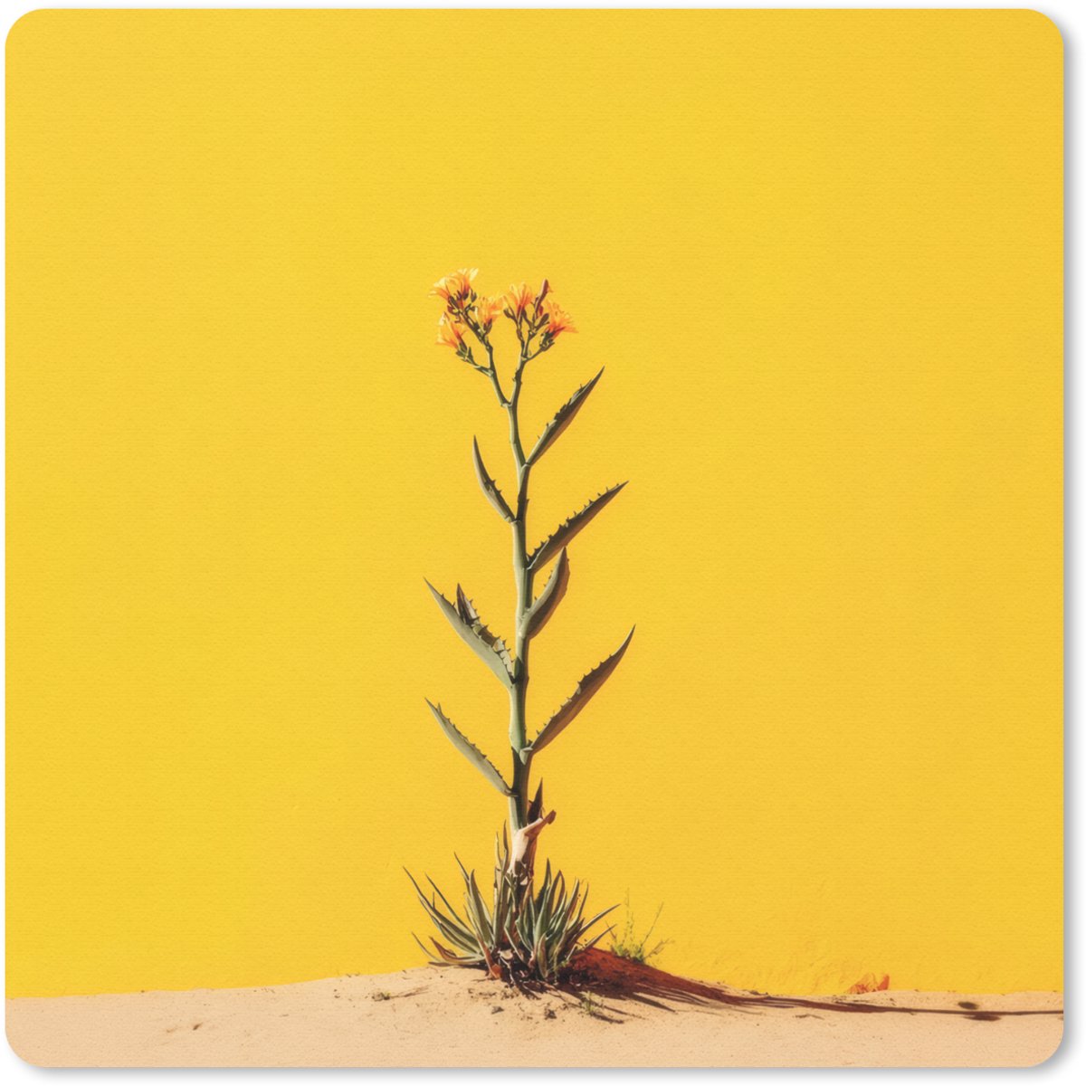 Muismat 20x20 cm - Mousepad Zand - Plant - Geel - Minimalitisch - Muismatten
