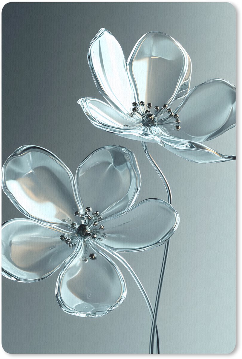Muismat 18x27 cm - Mousepad Kristal - Bloemen - Grijs - Muismatten