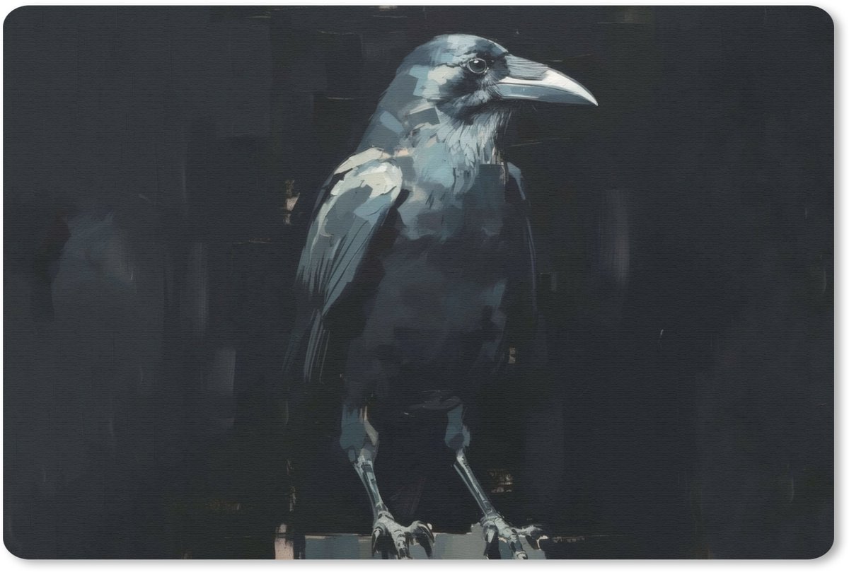 Muismat 27x18 cm - Mousepad Raaf - Vogels - Zwart - Muismatten
