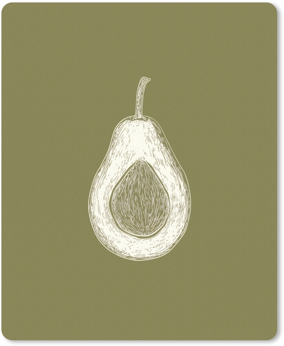 Muismat 19x23 cm - Mousepad Avocado - Minimalistisch - Illustratie - Groen - Muismatten