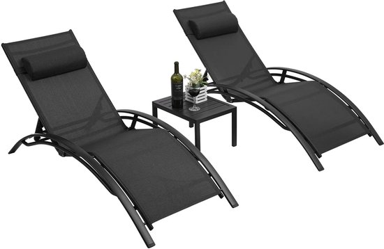 TecTake® Chloé Set van 2 ligstoelen- inklapbaar- 4 posities