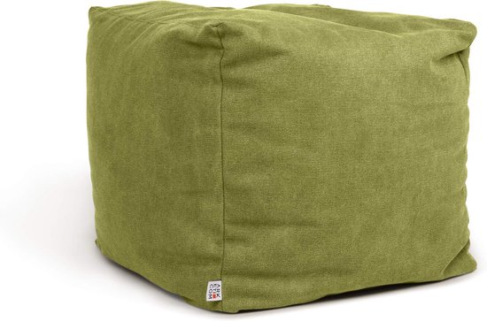 Groene zachte zitzak cube 42 x 42 cm – afneembare beanbag voor dagelijks gebruik