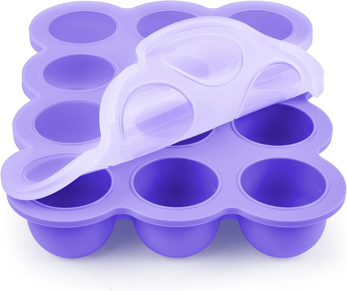 Siliconen Opbergcontainer voor Babyvoeding - 12-Raster Vriezer Bak met Deksel