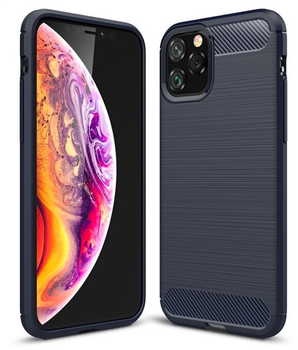 Mobiq Carbon Look Hoesje geschikt voor iPhone 11 - Flexibele TPU Case