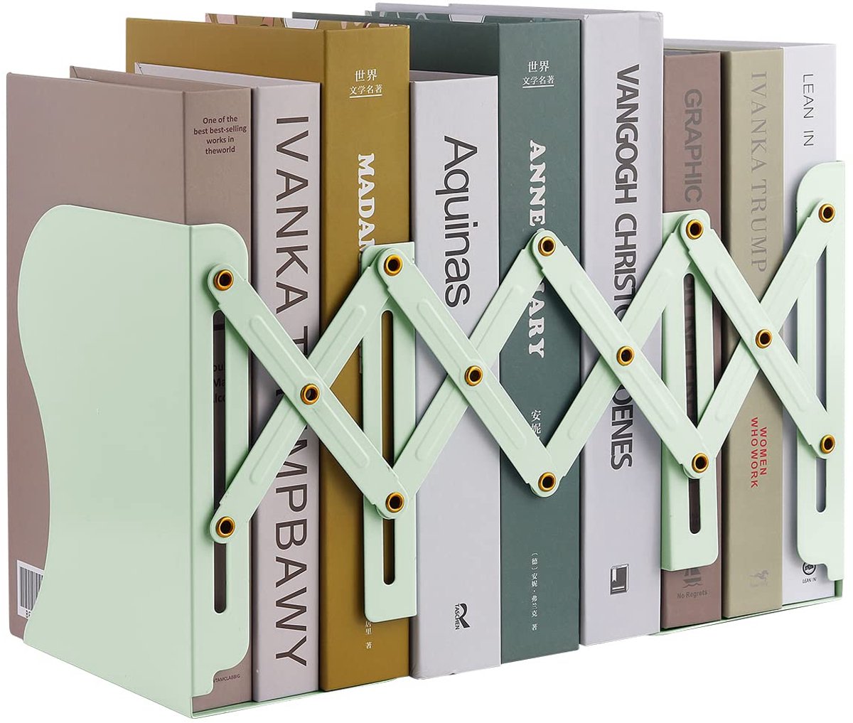 Ibenzoa Verstelbare en Uitbreidbare Boeksteun voor Boeken, Tijdschriften en Documenten in Lichtgroene Kleur