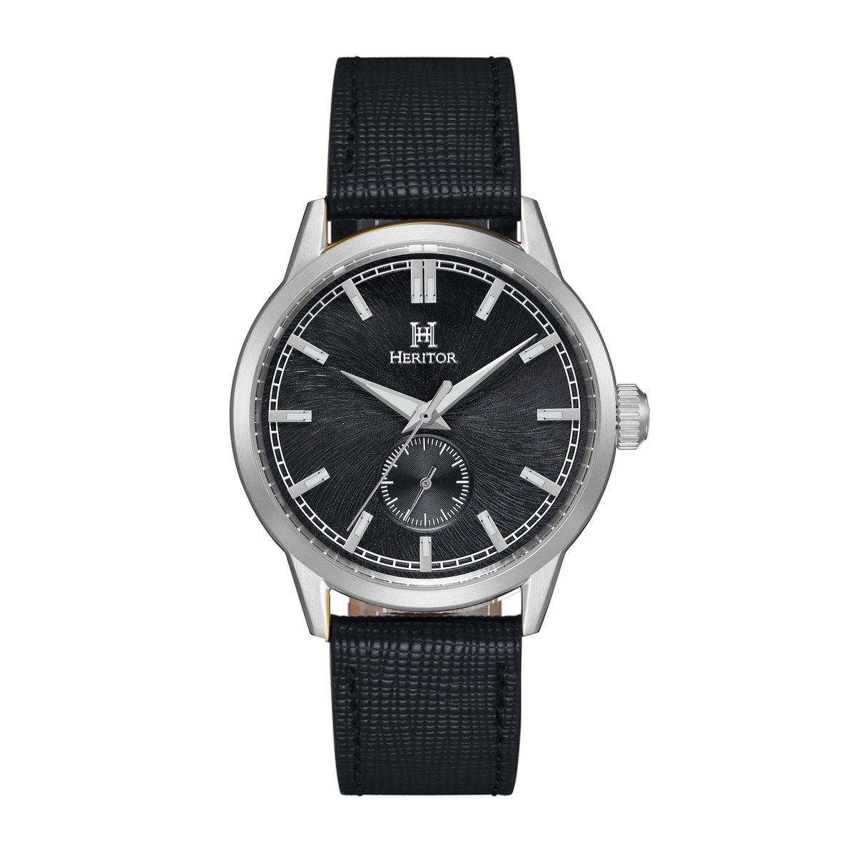 Heritor Automatic Argento horloge met leren band - Zilver-Zwart