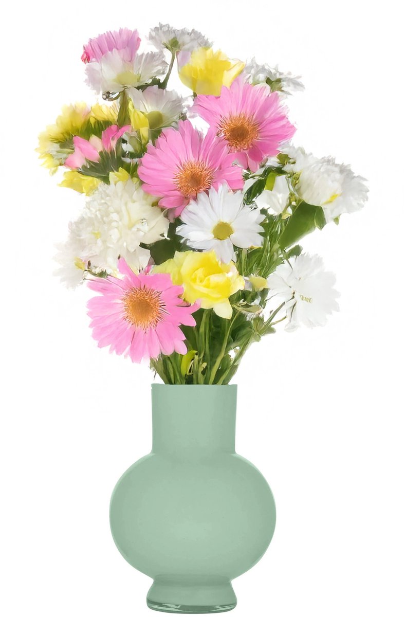 Hakbijl Glass Bloemenvaas Deborah - Groen - glas - D20 x H26 cm
