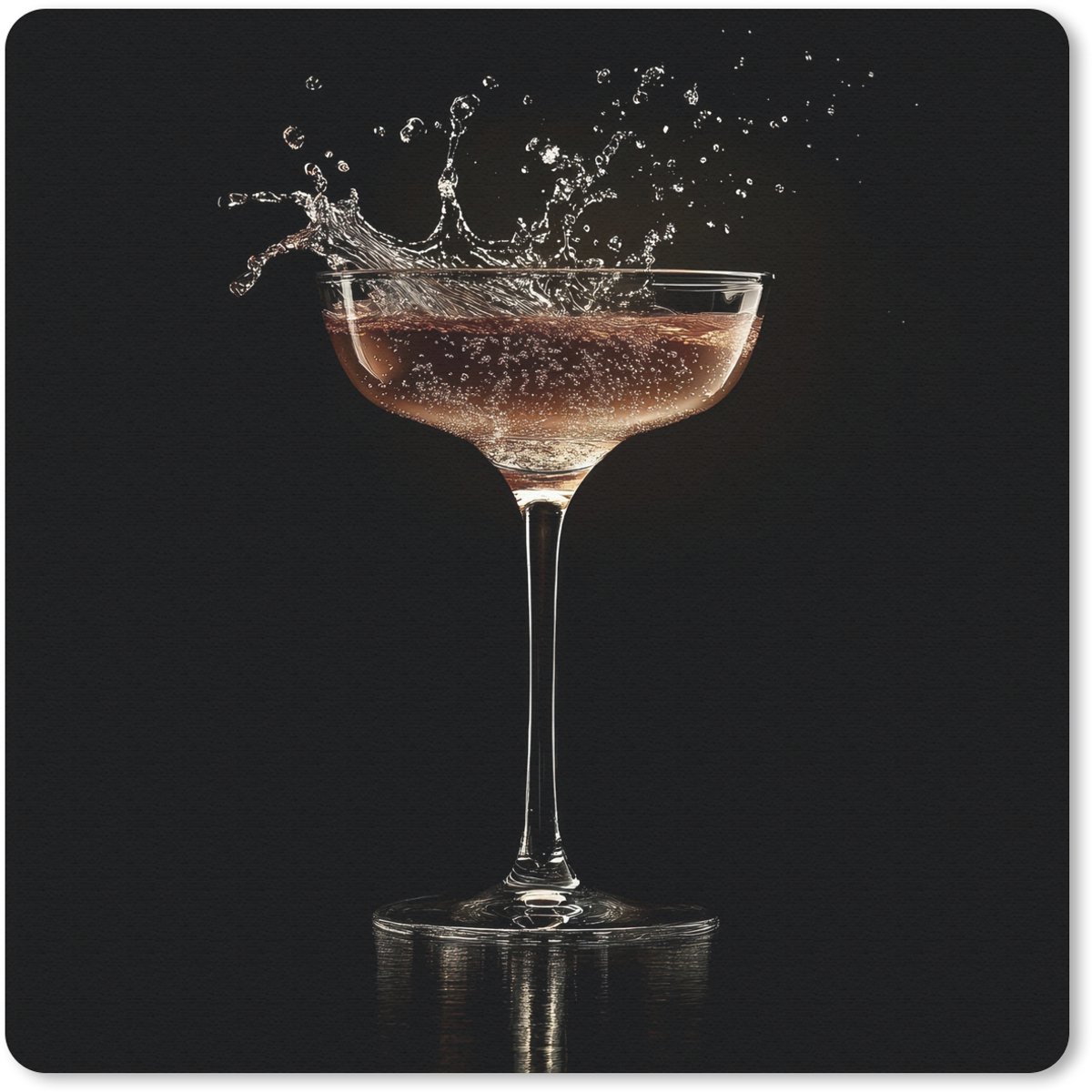 Muismat 20x20 cm - Mousepad Cocktail - Zwart - Spetters - Glas - Muismatten
