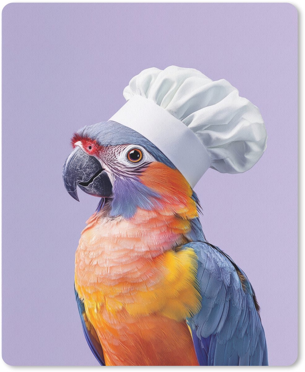 Muismat 19x23 cm - Mousepad Papegaai - Koksmuts - Paars - Cute - Muismatten