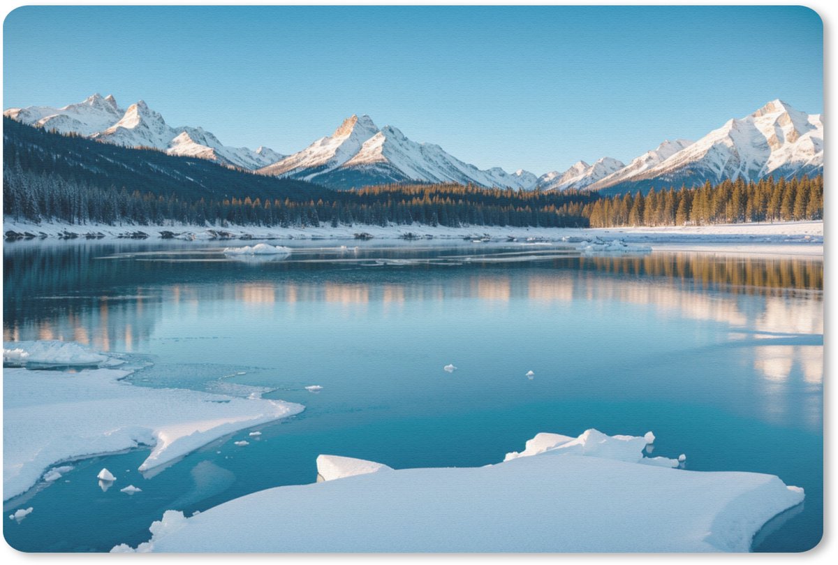 Muismat 27x18 cm - Mousepad Landschap - Winter - Meer - Bergen - Uitzicht - IJs - Muismatten