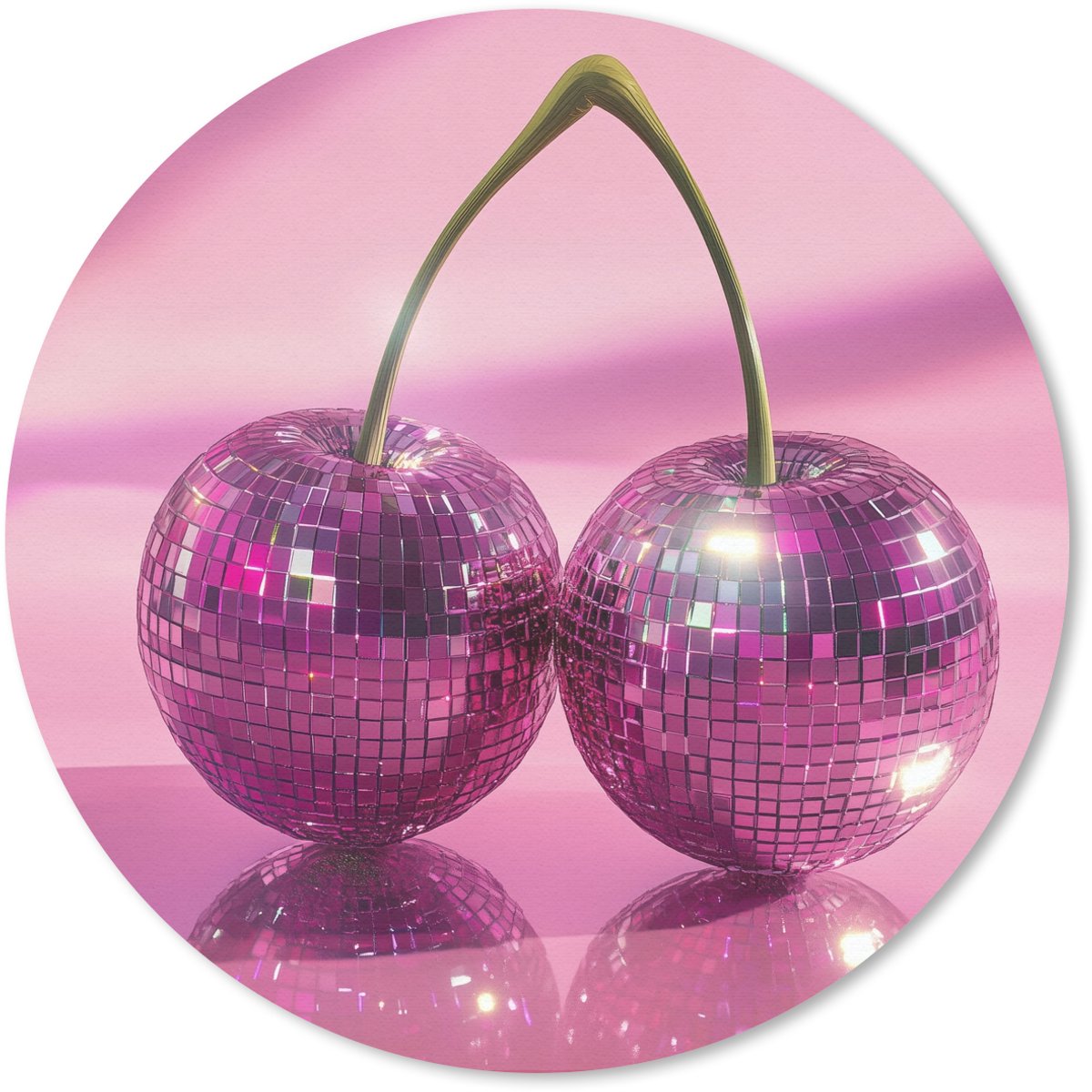 Muismat rond 50x50 cm - Mousepad Glitter - Discobol - Roze - Kersen - Ronde muismatten