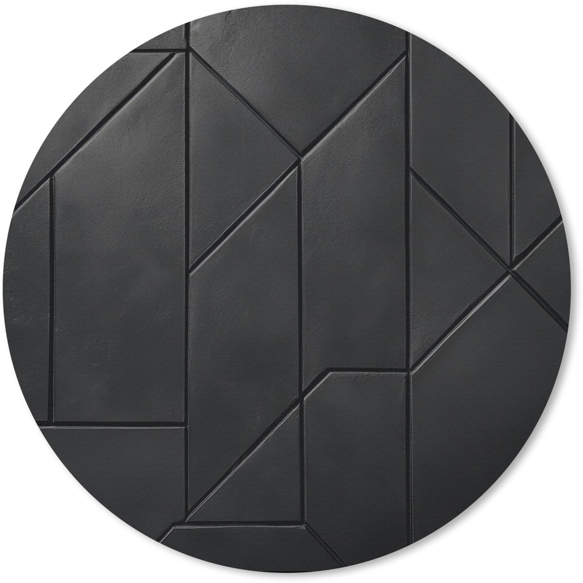 Muismat rond 20x20 cm - Mousepad Zwart - Geometrisch - Tegeltjes - Ronde muismatten