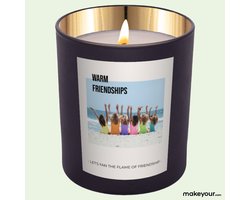 Kaars met Etiket: WARM FRIENDSHIP - Origineel Fotocadeau - makeyour.com - Premium Kaars - makeyour.com