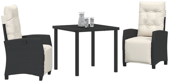 vidaXL - Ensemble de jardin 7 pièces - en - noir - poly - rotin