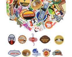 100 reiskaartenstickers - Oriëntatiepunten en bezienswaardigheden wereldwijd - Waterdichte stickers voor bagage, laptop, telefoon, gitaar en fiets