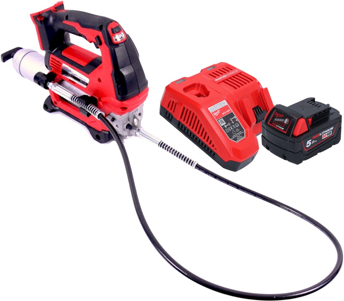 Milwaukee M18 GG-501 accu vetspuit 18 V 690 bar + 1x oplaadbare batterij 5.0 Ah + lader
