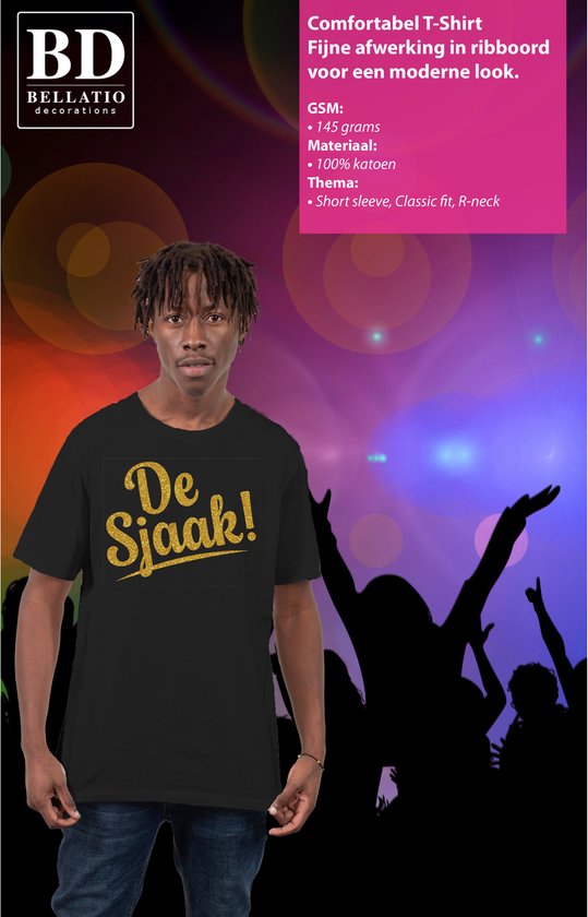 Toppers - Bellatio Decorations Déguisement T-shirt hommes - De Sjaak! - noir - paillettes dorées - mauvaise party L
