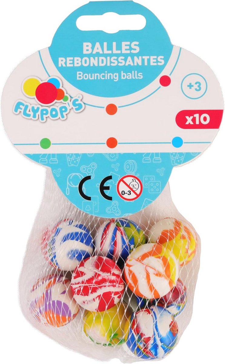 Stuiterballen voor Kinderen - Multicolor - Recreatiespel en Behendigheidsspel - 10 Stuks - 2,5 cm - Speelgoed voor Verjaardag vanaf 3 Jaar