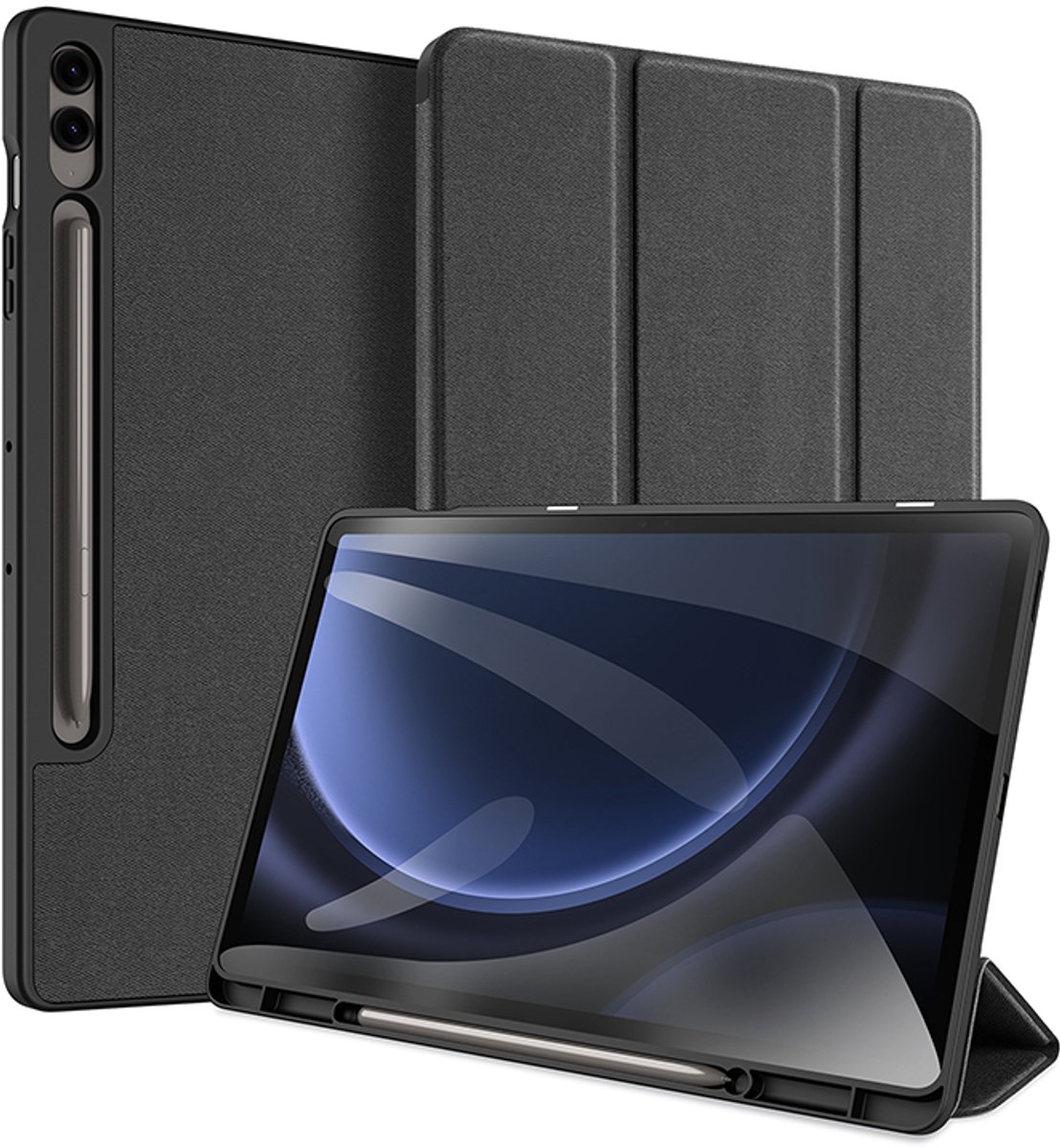 Dux Ducis - Tablet hoes geschikt voor Samsung Galaxy Tab S10 FE Plus - Domo Book Case - Auto Wake/Sleep functie - Zwart