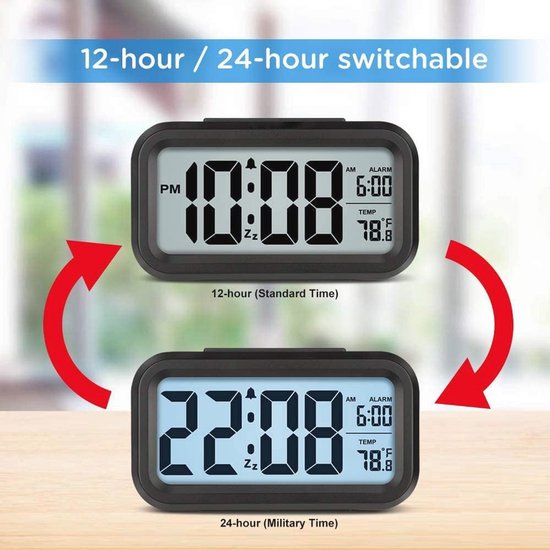 Digitale wekker met groot LED-scherm en temperatuur, ideaal voor kinderen en als cadeau — afbeelding 5