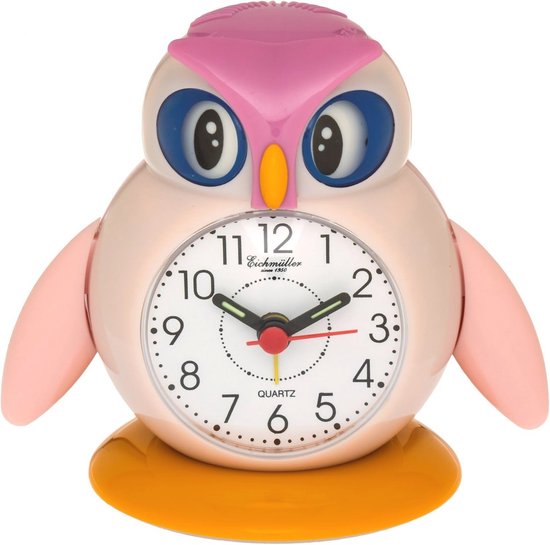 Roze Uil Kinderwekker met Alarm, Snooze en Licht — afbeelding 2