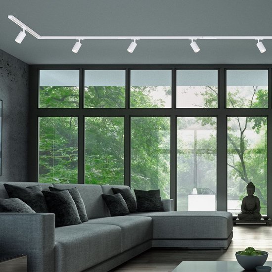 Modern 1-fase railsysteem van 3 meter met Jacques spots plafondlamp