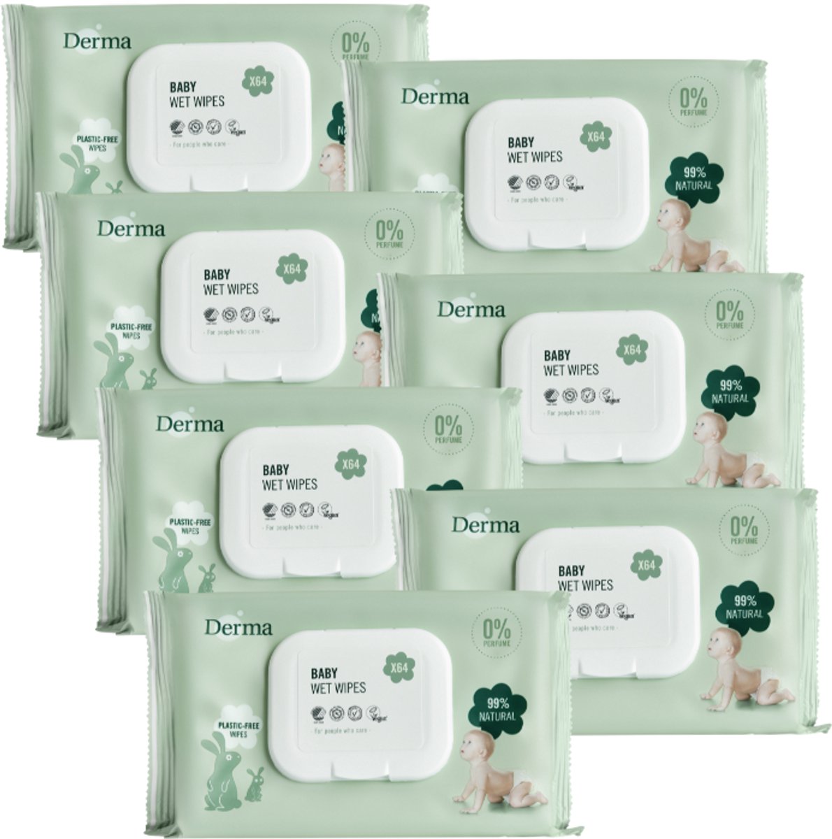 Derma Eco Baby billendoekjes - 7 x 64 doekjes - Voordeelverpakking