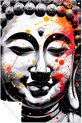 Boeddha, Street Art, Gezicht, Zwart, wit, rood, oranje, geel