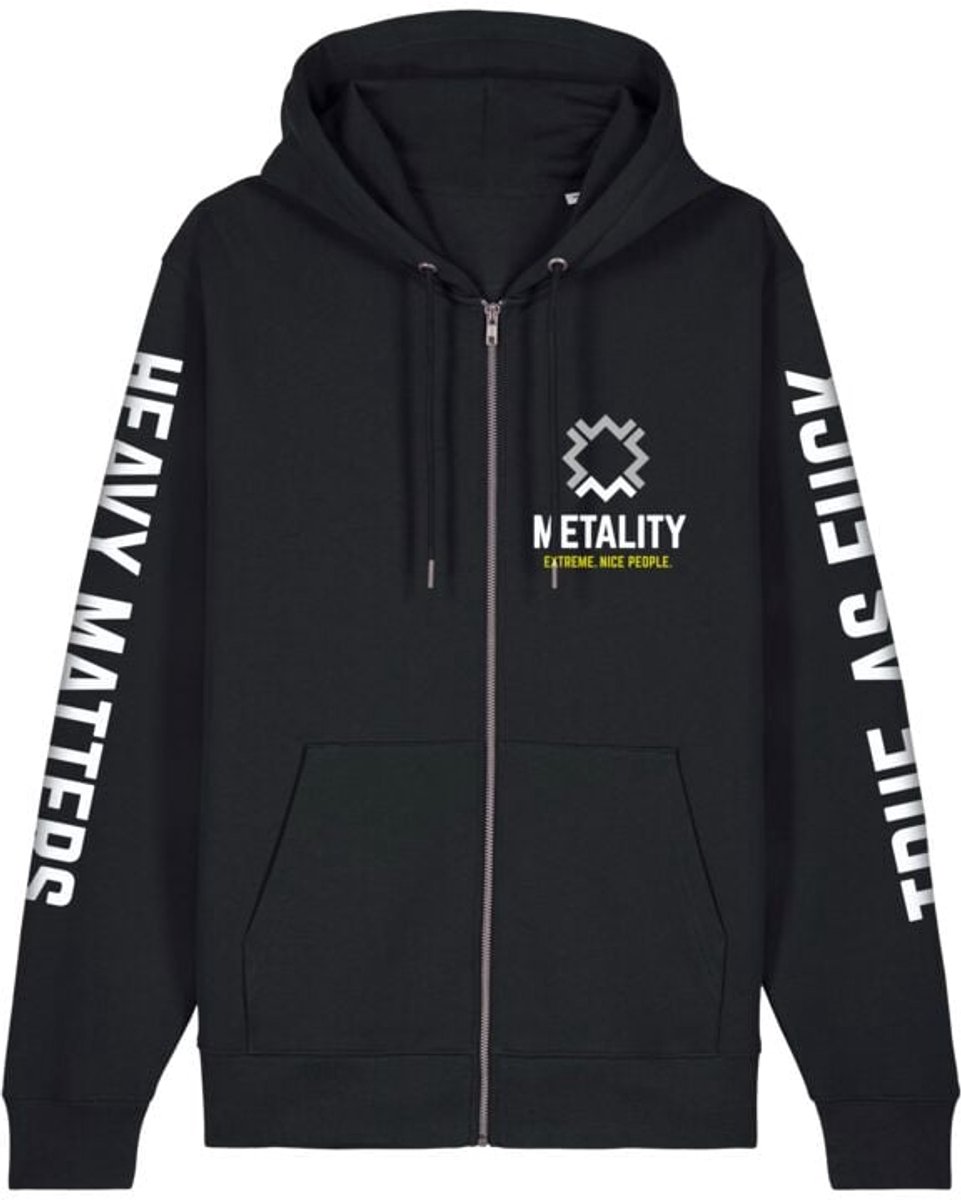 Metality Herren Zipper Heren Vest met capuchon - zwart - 5XL