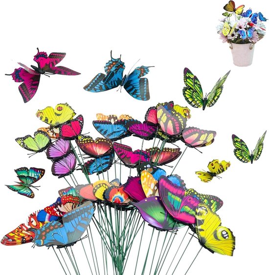 ERBO 20 stuks kleurrijke vlinderdecoratie met veiligheidsspelden, pvc- vlinderbroche, voor kinderkamerdecoratie, decoratie, eettafel, kantoor (gemengde kleuren willekeurig