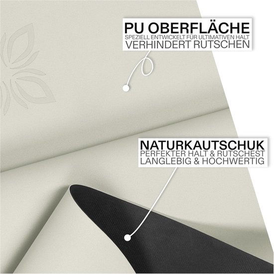 Antislip Yogamat - PU Mat met Hoge Grip & Natuurlijk Rubber - Ideaal voor Yoga, Pilates en Fitness - 190x70cm, 4mm Dikte — afbeelding 2