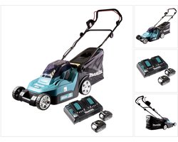Makita DLM 432 PM2 accu grasmaaier 36 V ( 2x 18 V ) 43 cm borstelloos + 2x accu 4.0 Ah + dubbele lader