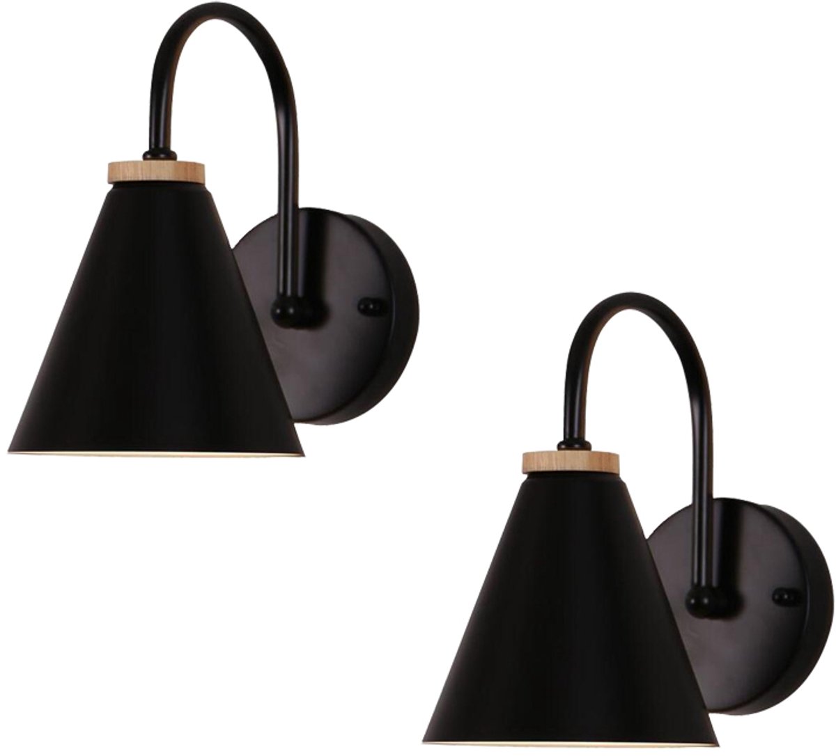 2 Stuks Wandlamp Moderne E27 Binnen Wandlampen Wandverlichting voor Slaapkamer Woonkamer Trap Zwart