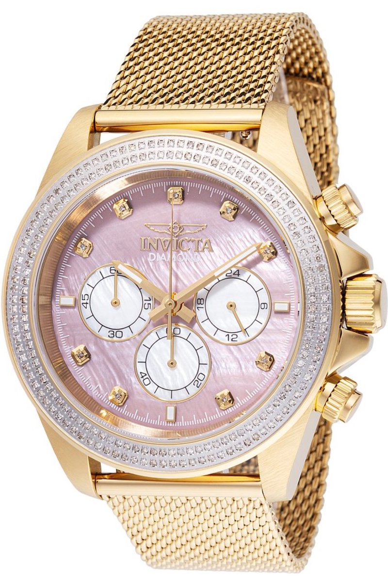 Invicta Elite Diamond 48755 Heren Horloge - Waterdicht - Analoog - Quartz Uurwerk - Roestvrij Staal met parelmoeren Wijzerplaat - 44mm - Met 209 diamanten