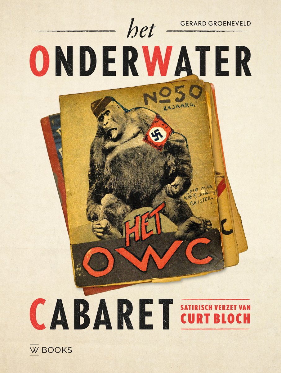 Boekomslag 'Het Onderwater Cabaret Satirisch Verzet van Curt Bloch' met een aap met hakenkruis.
