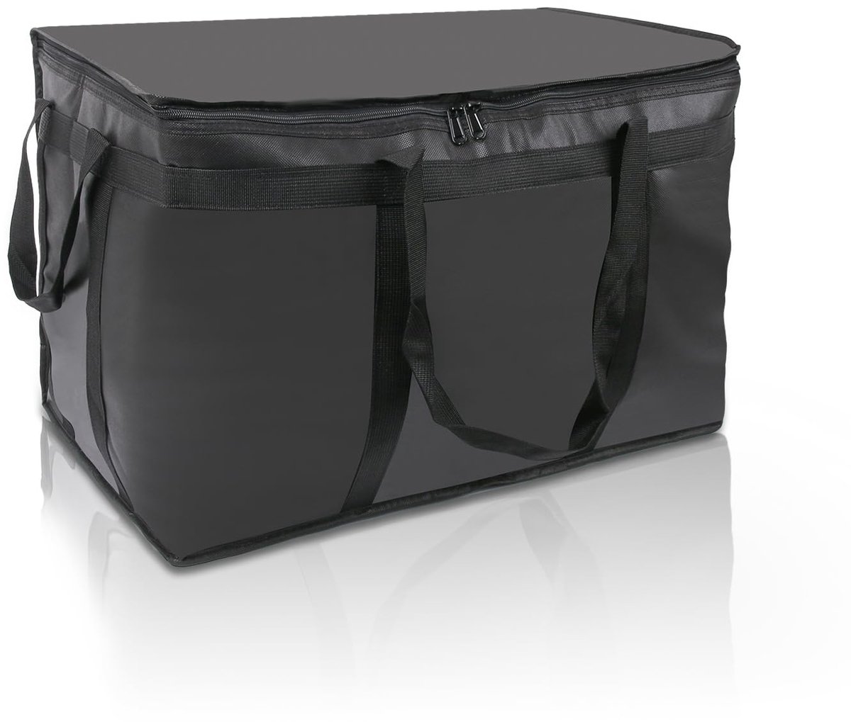 Ibenzoa® Twee Opvouwbare Geïsoleerde Koeltassen, Zwart, 58 x 38 x 35 cm - Perfect voor Transport van Warm en Koud Eten