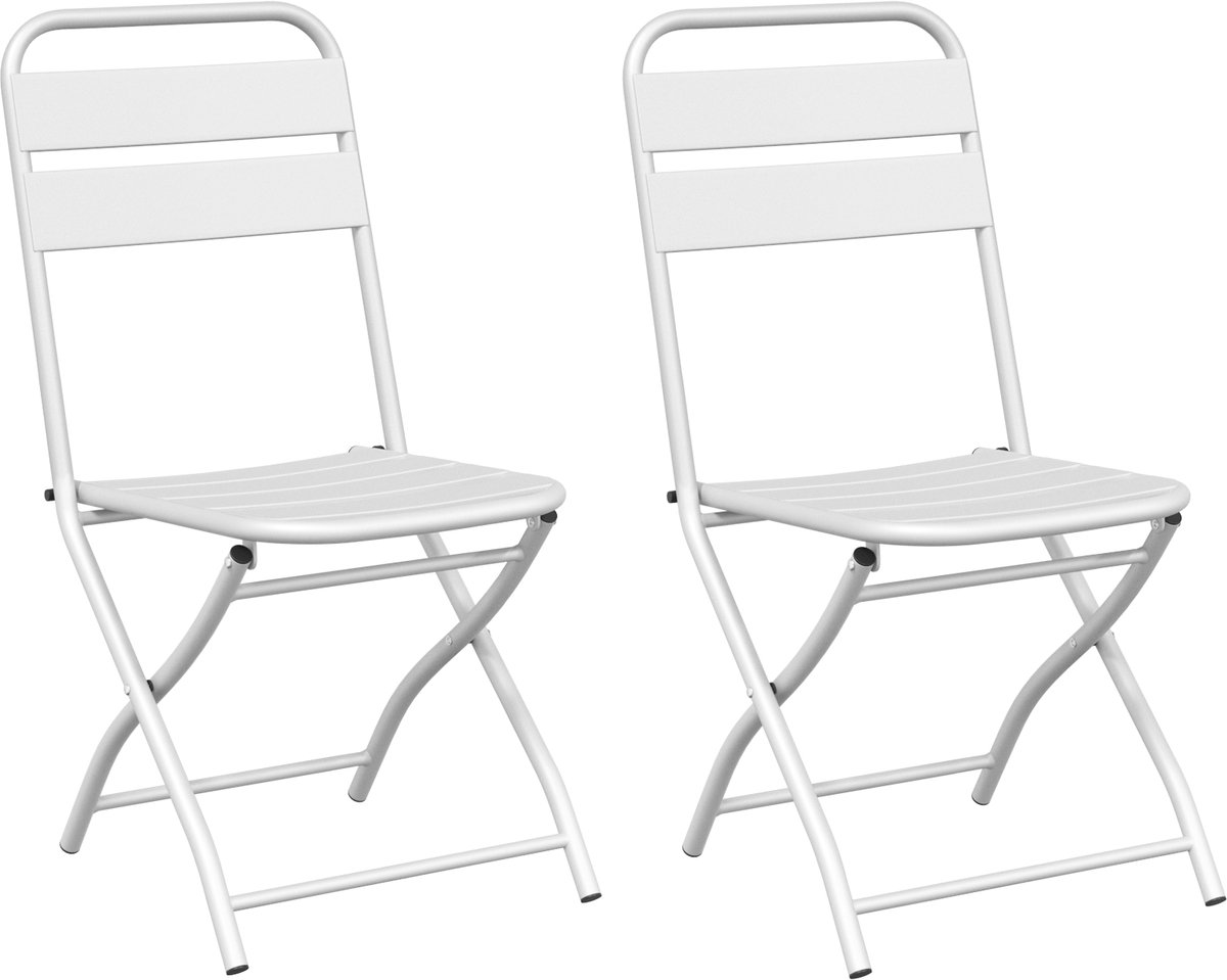 vidaXL - Tuinstoel - Die - Opgevouwen - Kan - Worden - 2 - pcs - Wit - 42 - x - 52 - x - 82cm