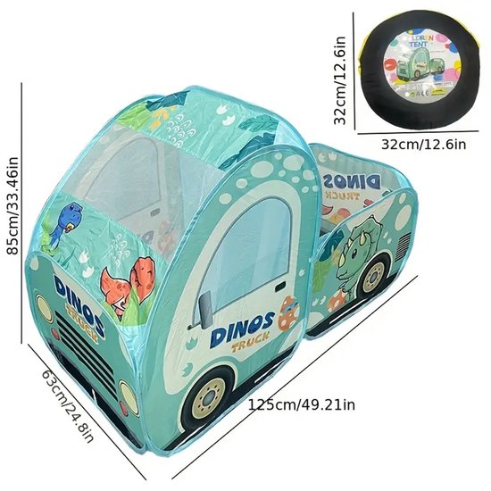 Dinosaurus pop-up tent - speeltent - auto - speelhuis van Dino. — afbeelding 3