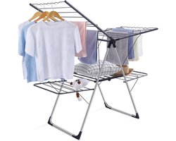 Kledingdroger, opvouwbare kledingdroger met 2 niveaus voor het drogen van kleding, met in hoogte verstelbare vleugels, draagbare binnen-buitendroger voor kleding en handdoeken