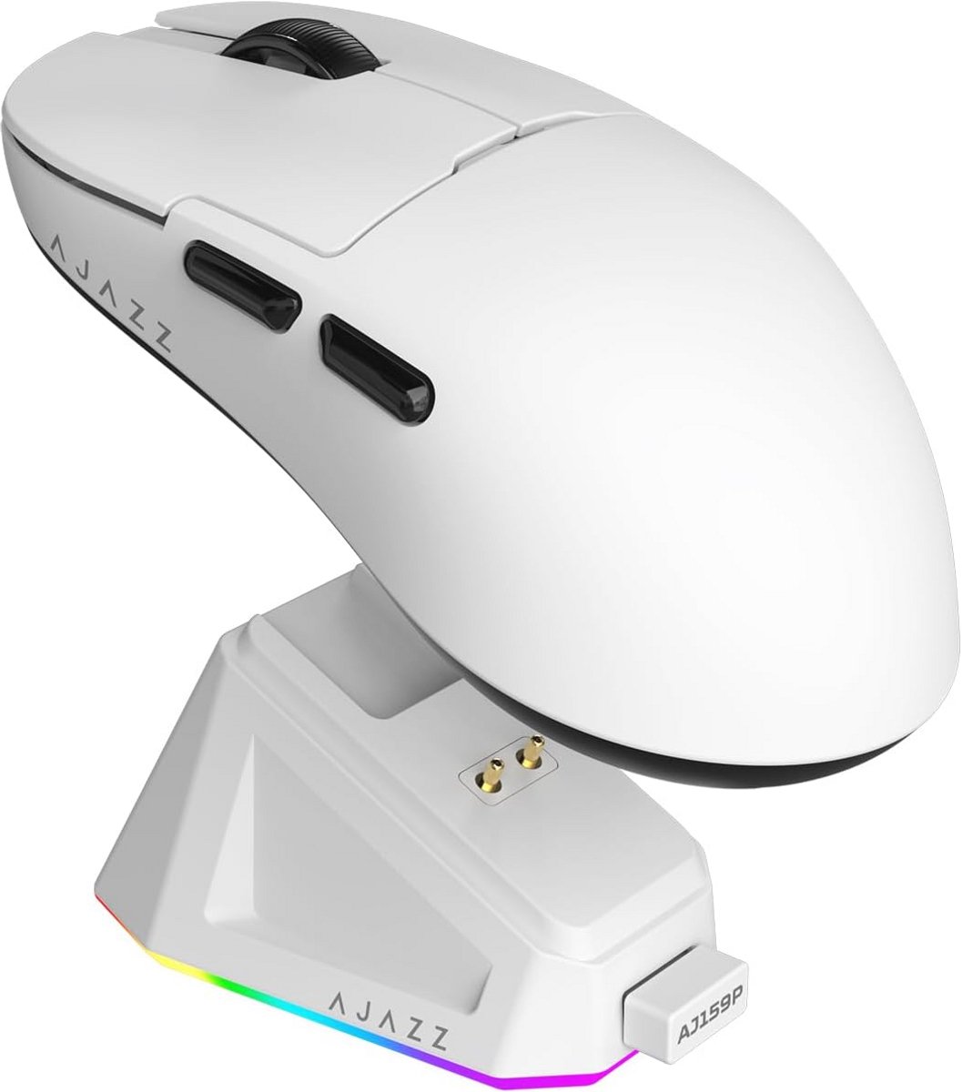 Draadloze Gaming Muis met RGB Oplaad Dock en Ergonomisch Ontwerp