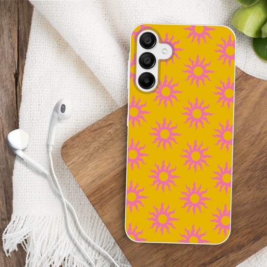Coque de téléphone compatible avec Samsung Galaxy A15 5G - Soleil - Rose - Jaune - Été - Coque en Siliconen