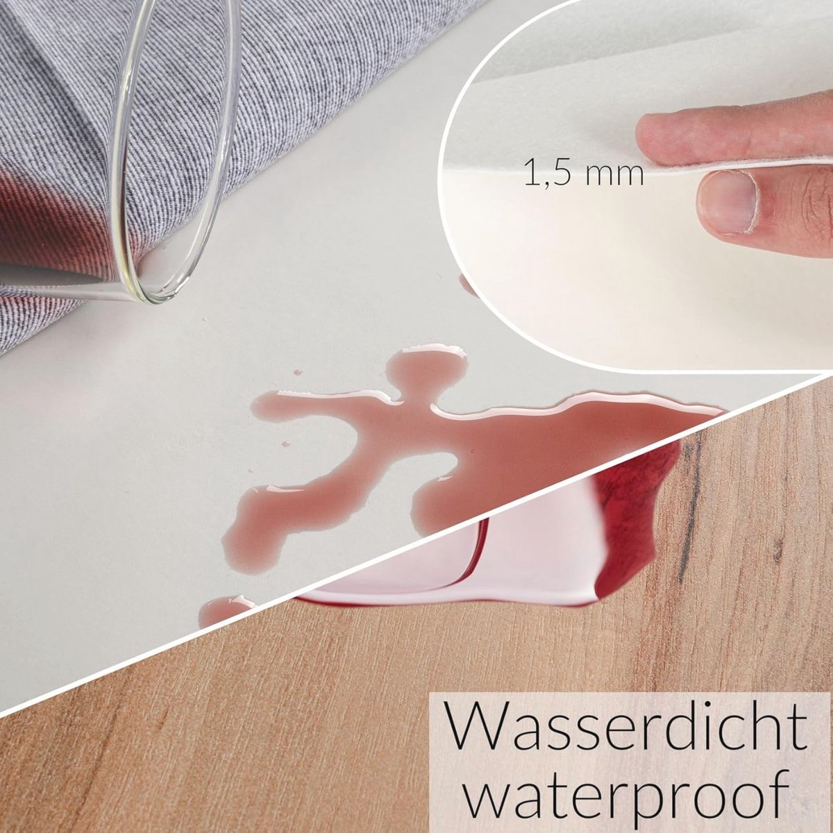 LILENO HOME Molton tafelbekleding als tafelkleedonderlegger in wit (110 x 600 cm) - waterdichte en antislip tafelonderlegger als ideale bescherming voor tafel - onderlegger vierkant voor alle