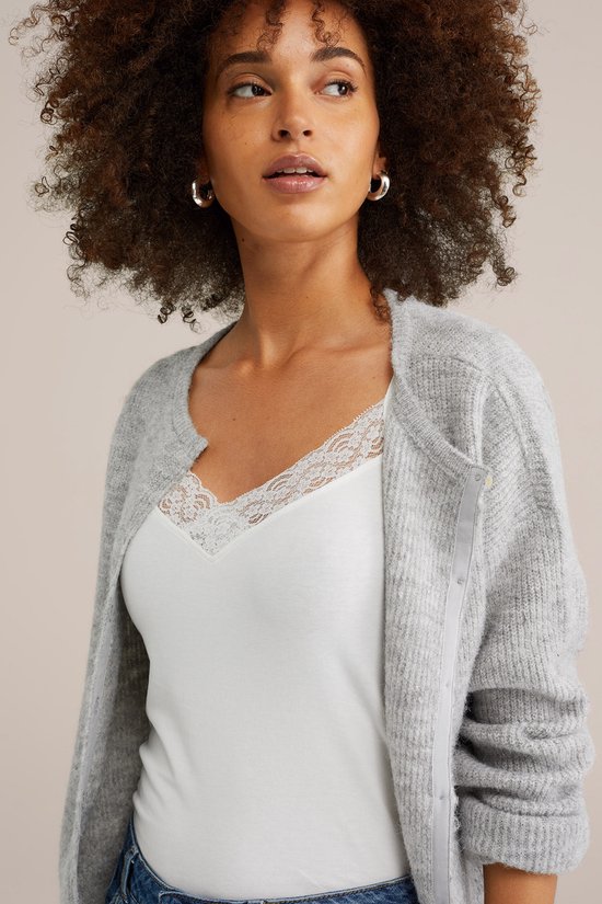 WE Fashion Dames singlet met kant - Maat S