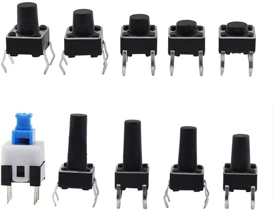10st tactile switch drukschakelaar 6x6x5mm 4-pins