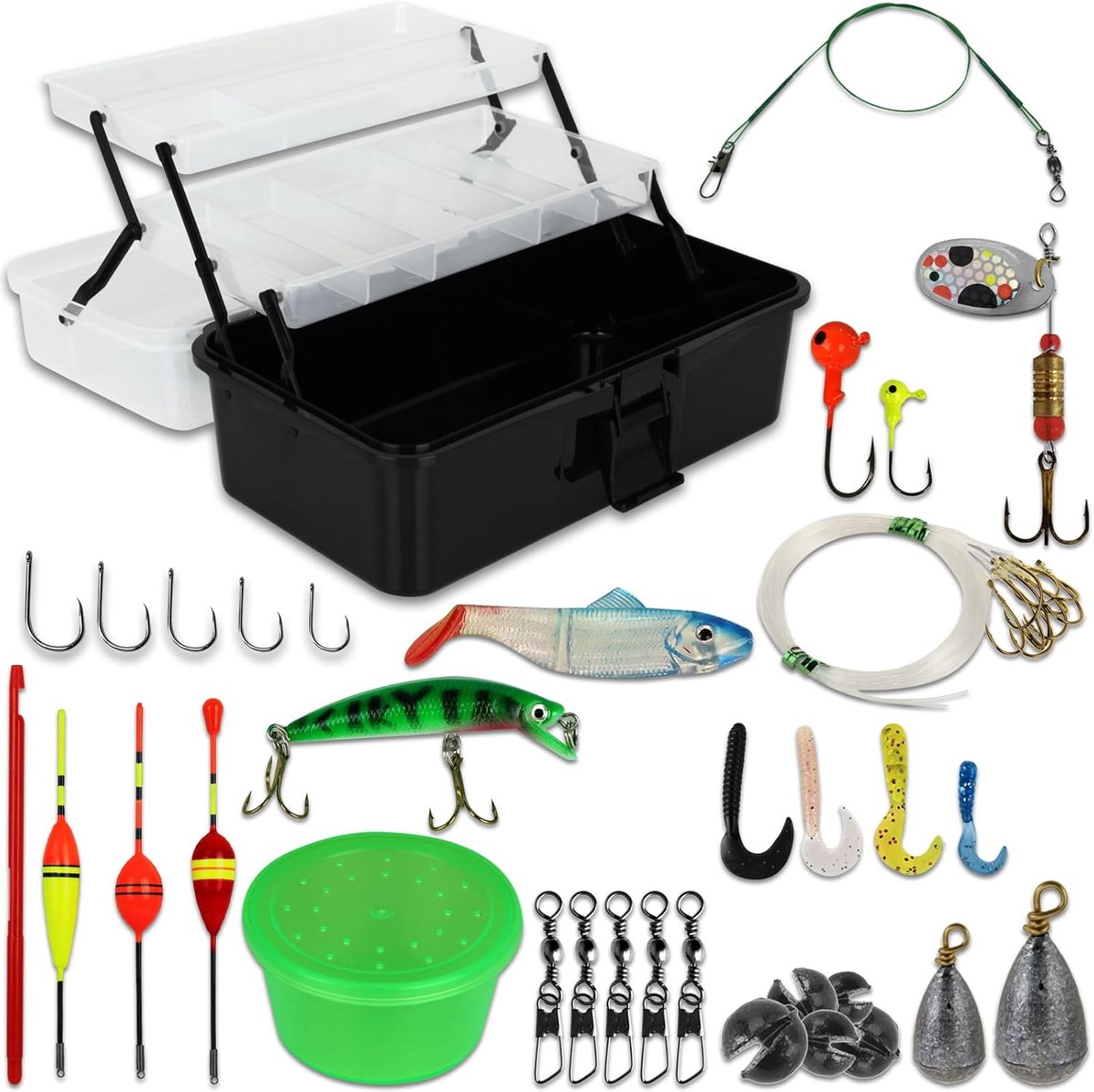 XQMax Viskoffer Set - 115-delige Viskoffer - Visspullen - Kunstaas - Hengelsport - Dobbers - Vis Accessoires - Voor Jong & Oud