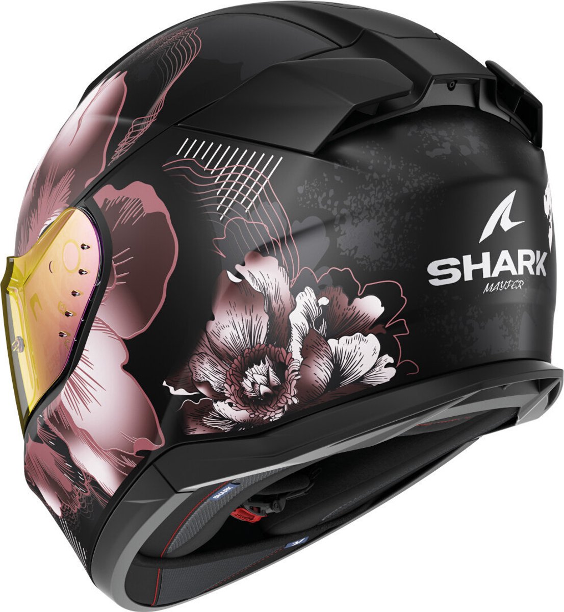 Shark D-Skwal 3 Mayfer Mat Zwart Roze Integraalhelm - Maat XS - Helm – foto 4