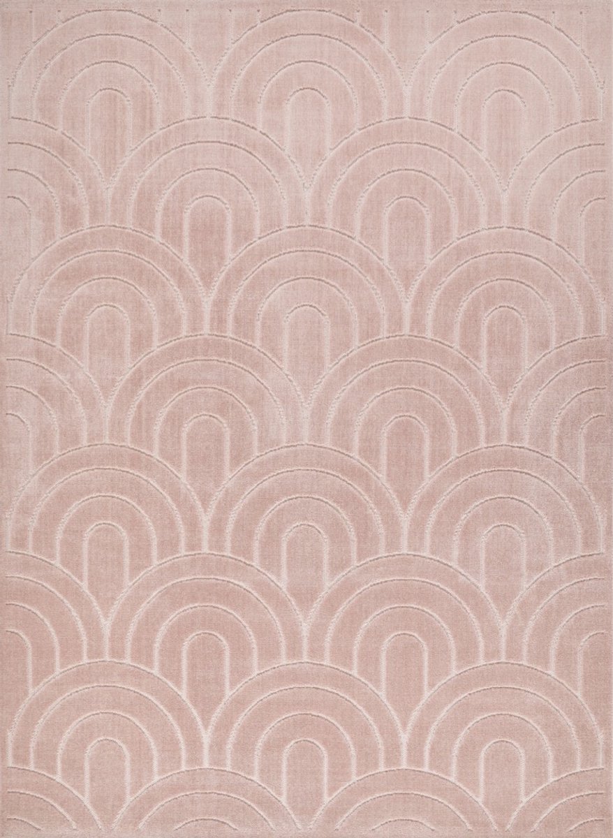 Concept Looms Maze Dusty Pink MAZ103 Vloerkleed - 240 x 330 cm - Roze - Rechthoekig - Microvezel - Eetkamer, Woonkamer, Slaapkamer - Geometrisch - Retro, Modern