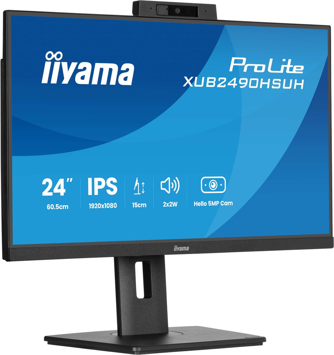 iiyama 24-inch IPS-monitor met ingebouwde Windows Hello-camera en microfoon