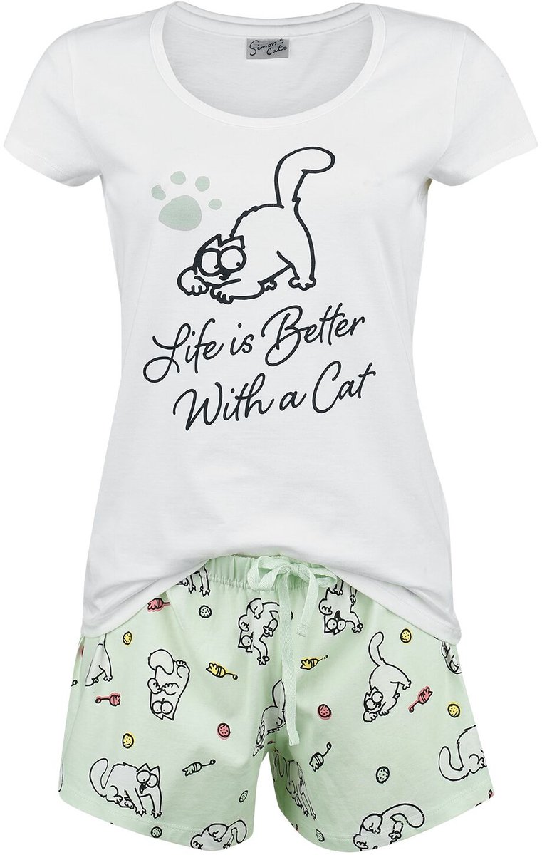 Simon's cat Life Is Better With A Cat Pyjama meerkleurig Katoen multicolor