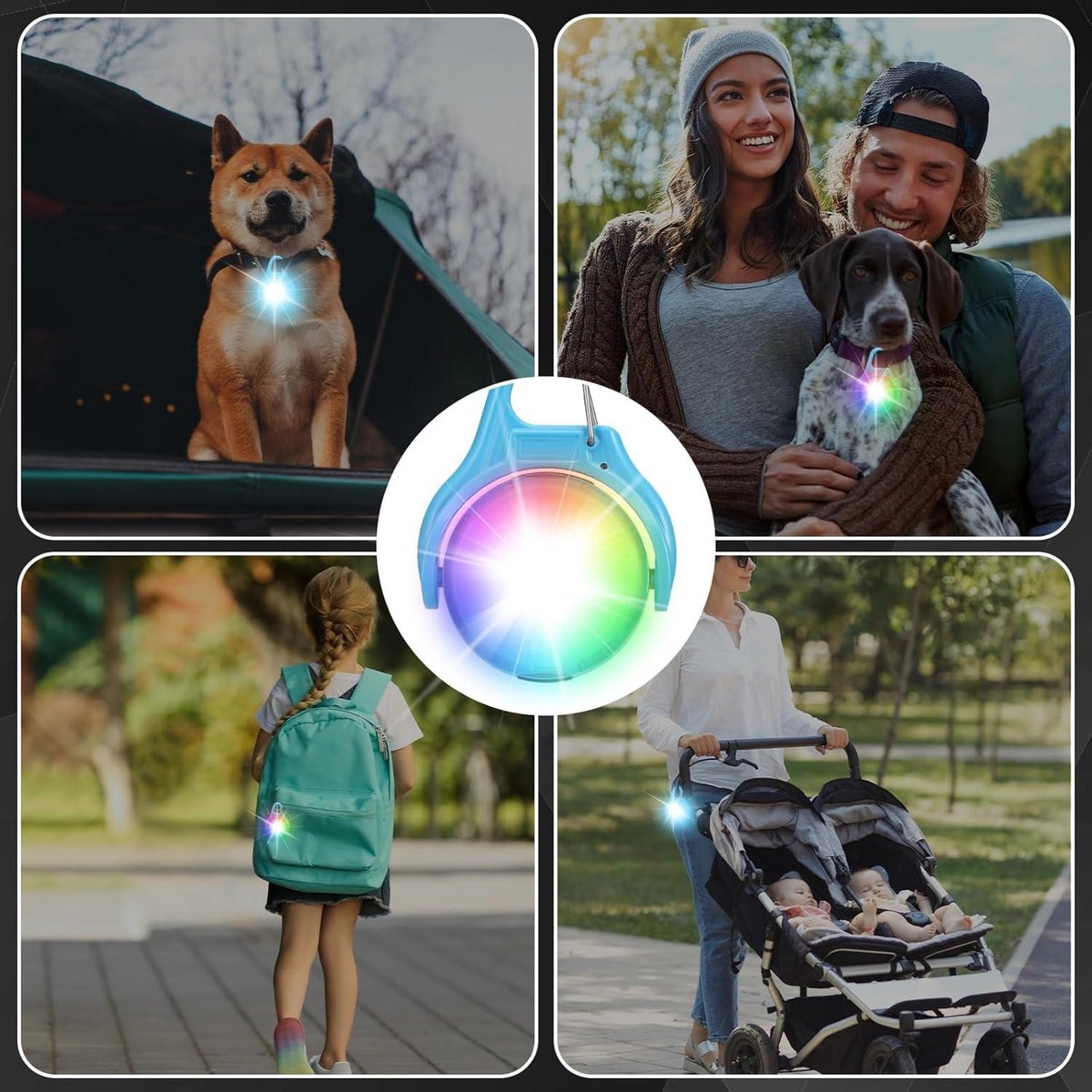 Lot de 3 cartables clignotants LED - Clip de sécurité - Lumière